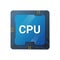 Central cpu processor. Microprocessor blue chip with lines for connecting