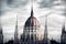 The Central Dome of the Hungarian Parliament Building. Budapest, Hungary