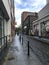 Central Dublin, Ireland - August 2, 2017: Narrow street and stre