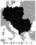 Central Europe Black Color Map and Flat Map Pointers