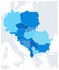 Central Europe Map In Colors Of Blue. No text