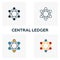Central Ledger icon set. Four elements in diferent styles from blockchain icons collection. Creative central ledger icons filled,