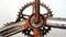 central movement of bicycle, gear detail.  bicycle with a lot of rust