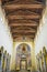 Central nave and wooden roof of San Saba church in Rome.