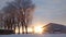 Central Oregon snowy sunset farm