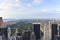 Central Park aerial view, Manhattan, New York; Park is surrounded by skyscraper