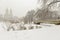 Central Park and Bow Bridge in the snow, New York