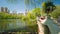 Central Park in New York City Timelapse of Trees in bloom in Midtown Manhattan, spring, water, boat