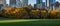 Central Park Sheep Meadow and skyscrapers in fall. New York