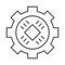 Central processor in gear thin line icon, Information technology concept, Microchip in cogwheel sign on white background