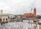 Central railway station,Chennai,India,August 25 2017: Wide view of metro train work area under construction seen with huge machine