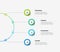 Central semicircle with dotted lines with 4 circles. Flow chart infographic slide. Concept of business project