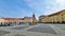The central square of the ancient fairytale town of Jicin, laid out with paving stones, Czech Republic