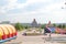 Central square with a Church in the city Zelenogorsk