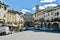 The central square of Greve in Chianti with the central basilica in the background