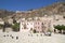 The central square with the round shot of the lower town Monemvasia, Greece