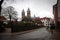 Central square in Viborg with monumental cathedral, Denmark