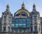 The central station building of Antwerp city, historical and classic Belgian architecture, Antwerpen, Belgium, April 23, 2019