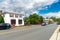 central street of the ancient town near Washington. Ancient buildings of shops, hotels and restaurants., strolling tourists