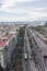 central street of Barcelona. Buildings, park, top view.