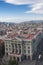 central street of Barcelona. Buildings, park, top view. Barcelona is one of the most beautiful cities in Spain.