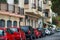 Central street of Scilla town with car parking, Southern Italy, Calabria region