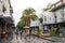 Central street with shops and tourists in Kemer, Turkey