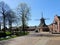 Central street in town Spijk, Netherlands