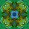 CENTRAL TIFFANY FLOWER MANDALA, TEXTURE IN THE IMAGE, CENTRAL FLOWER IN GREENS AND BLUE