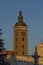 Centre of Ceske Budejovice city with old houses and towers and rivers