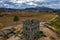 Centum Cellas mysterious ancient tower drone aerial view in Belmonte, Portugal