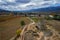 Centum Cellas mysterious ancient tower drone aerial view in Belmonte, Portugal