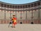 Centurion and Colosseum in ancient Rome