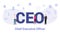 Ceo chief executive officer concept with big word or text and team people with modern flat style - vector