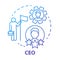 CEO concept icon. Chief executive, boss, top manager idea thin line illustration. Leadership, career growth and personal