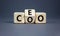 CEO or COO symbol. Concept word CEO chief executive officer or COO chieve operating officer on wooden cubes. Beautiful grey table