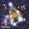 Cepheus Constellation with Beautiful Bright Stars on the Background of Cosmic Sky Vector Illustration