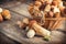 Ceps mushroom. Boletus on wooden rustic table