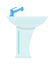 Ceramic bathroom washbasin on white background hygiene faucet sink vector icon.