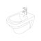 ceramic bidet vector illustration lining draw front