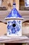 Ceramic Birdhouse with Blue and White Designs