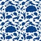 Ceramic blue and white floral pattern. Cute porcelain background design.Ceramic blue and white floral background.