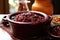 ceramic bowl filled with homemade cranberry chutney