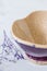 Ceramic bowl is handmade. Violet beige little bowl