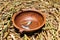 Ceramic bowl with small dead fish