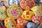 Ceramic bowls dinner set colorful print, store Jerusalem, Israel