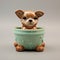 Ceramic Chihuahua Flowerpot: Handmade Glazed China Dog Food Shaped Design