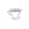 Ceramic coffee cup hand drawn black and white vector illustration