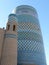 Ceramic colored large  minaret Kalta Minor of Khiva in Uzbekistan.