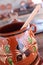 Ceramic cooking pot & spoon ready for mole, Cabo San Lucas, Baja California Sur, Mexico